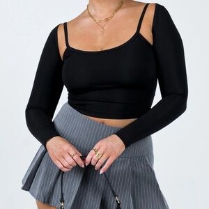 Princess Polly HYDEN LONG SLEEVE TOP BLACK